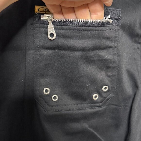 Y2K Clash Black Mid Rise Cargo Silver Zipper Hardware Flare Leg Pants Size 10 - Picture 11 of 17